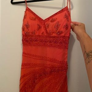 Coral color prom like dress